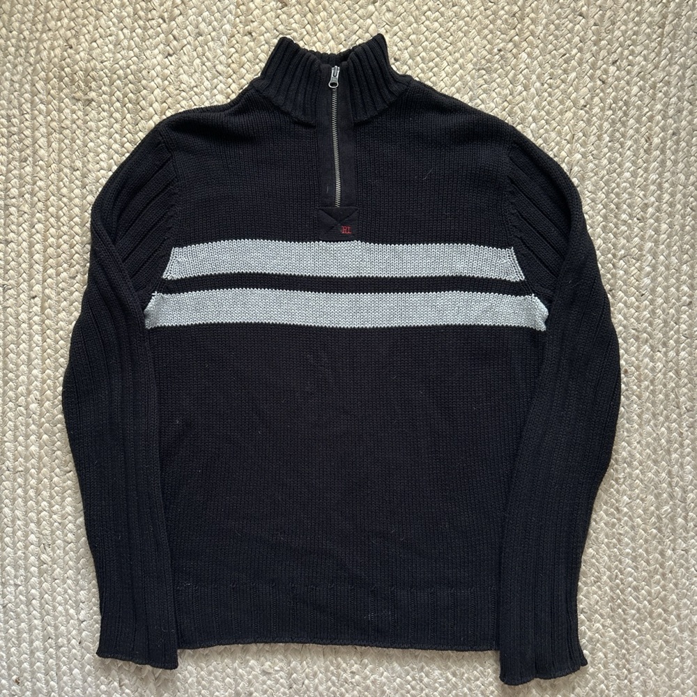 Ralph Lauren Black and Gray Zip-Up Sweater